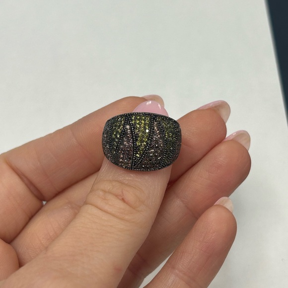 Suzy Levian Rose Sterling Silver Pave Green & Pink CZ Ring NWT - Picture 2 of 7